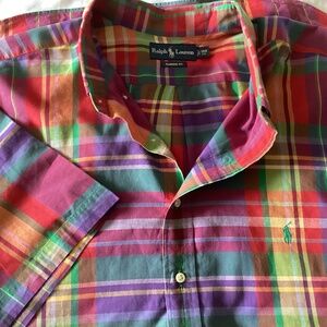 Men’s Ralph Lauren Classic Fit Multicolored Short Sleeve Button Down Shirt 3XB